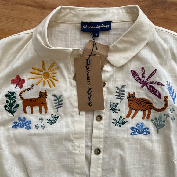 Princess Highway tie top big cat shirt size 12 aus - Picture 2 of 4